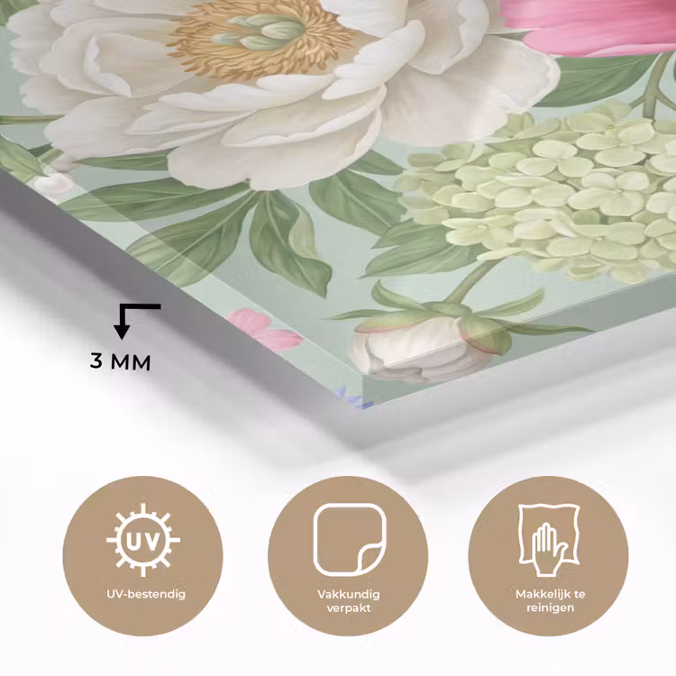 Bloemen - Patroon - Botanisch - Groen plexiglas 5mm klein -sfeer2