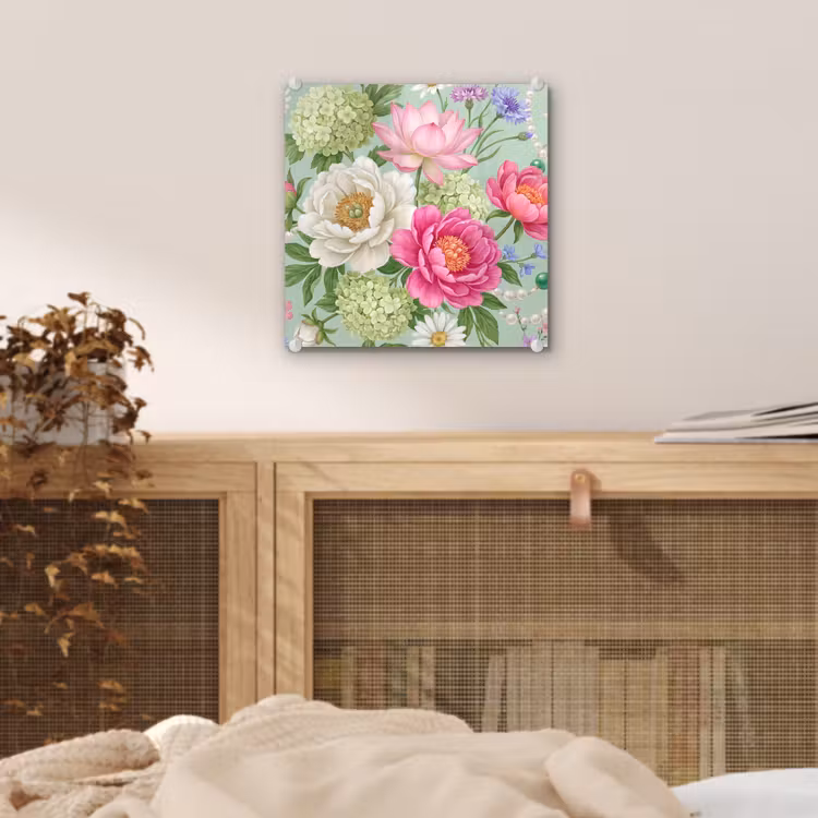 Bloemen - Patroon - Botanisch - Groen plexiglas 5mm klein -sfeer4