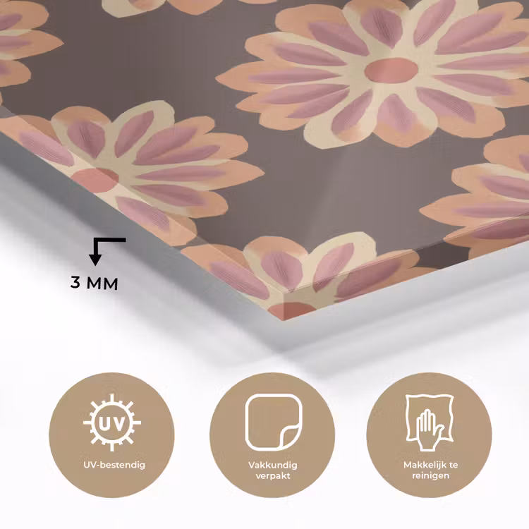 Bloemen - Patroon - Bruin plexiglas 5mm klein 11 -sfeer2