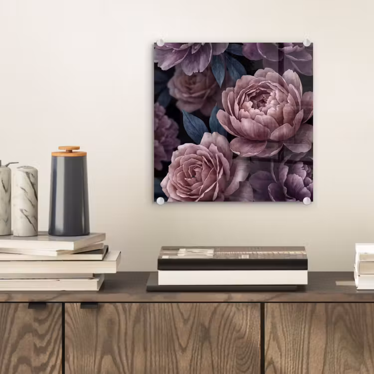 Bloemen - Patroon - Donker - Botanisch - Paars plexiglas 5mm klein -sfeer1