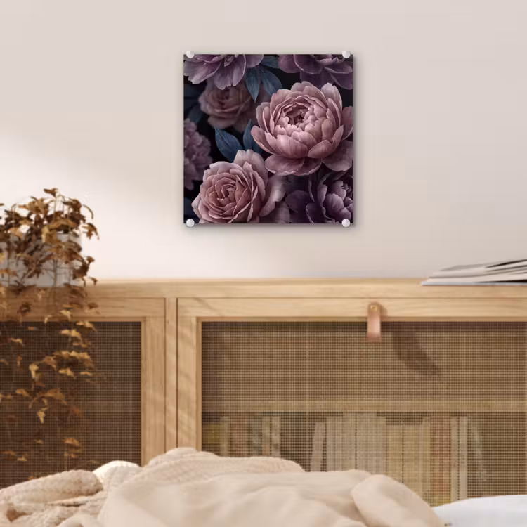 Bloemen - Patroon - Donker - Botanisch - Paars plexiglas 5mm klein -sfeer4