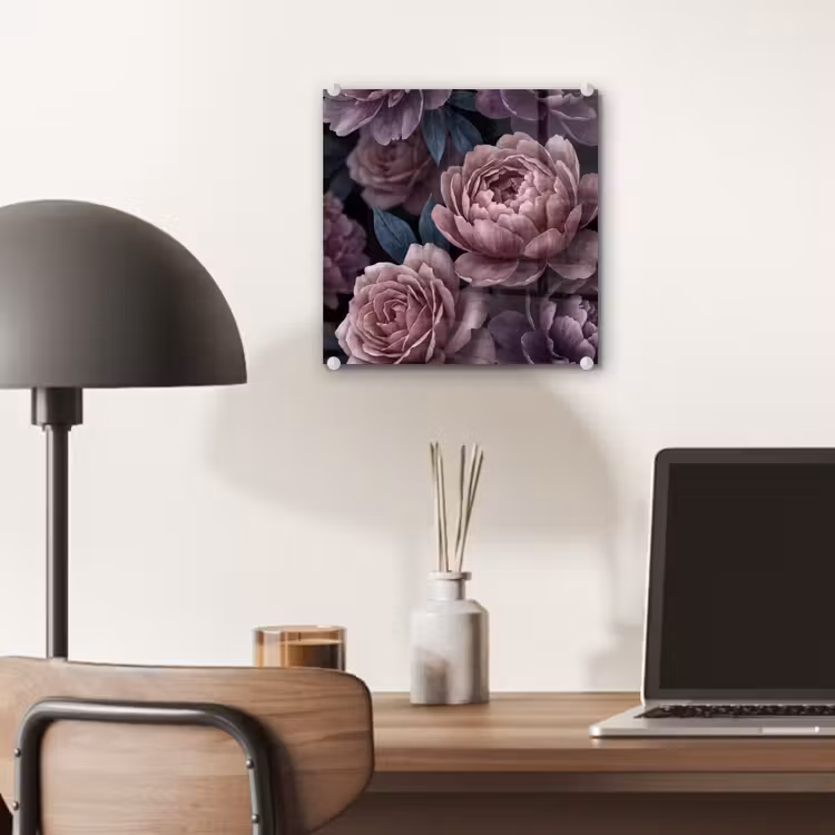 Bloemen - Patroon - Donker - Botanisch - Paars plexiglas 5mm klein -sfeer6