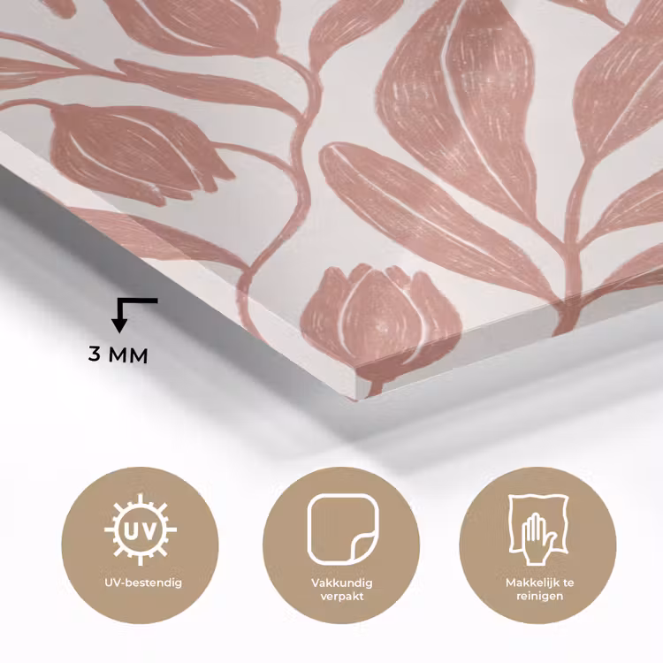 Bloemen - Patroon - Modern - Natuur - Bruin plexiglas 5mm klein -sfeer2