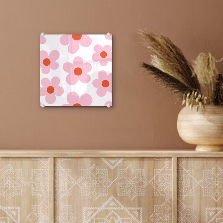 Bloemen - Patroon - Modern - Roze - Wit plexiglas 5mm klein -sfeer5