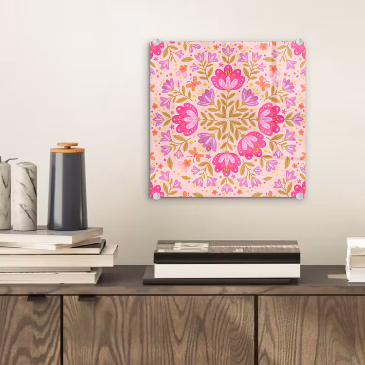 Bloemen - Patroon - Natuur - Abstract - Roze plexiglas 5mm klein -sfeer1