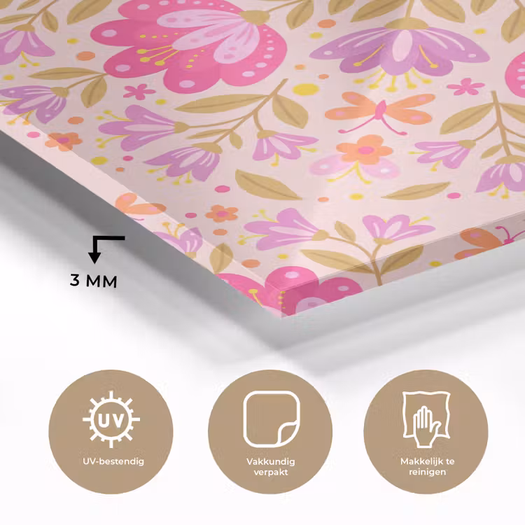 Bloemen - Patroon - Natuur - Abstract - Roze plexiglas 5mm klein -sfeer2