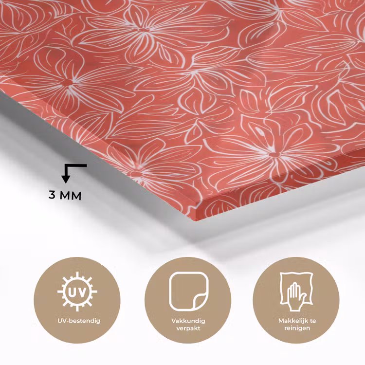 Bloemen - Patroon - Rood plexiglas 5mm klein 11 -sfeer2