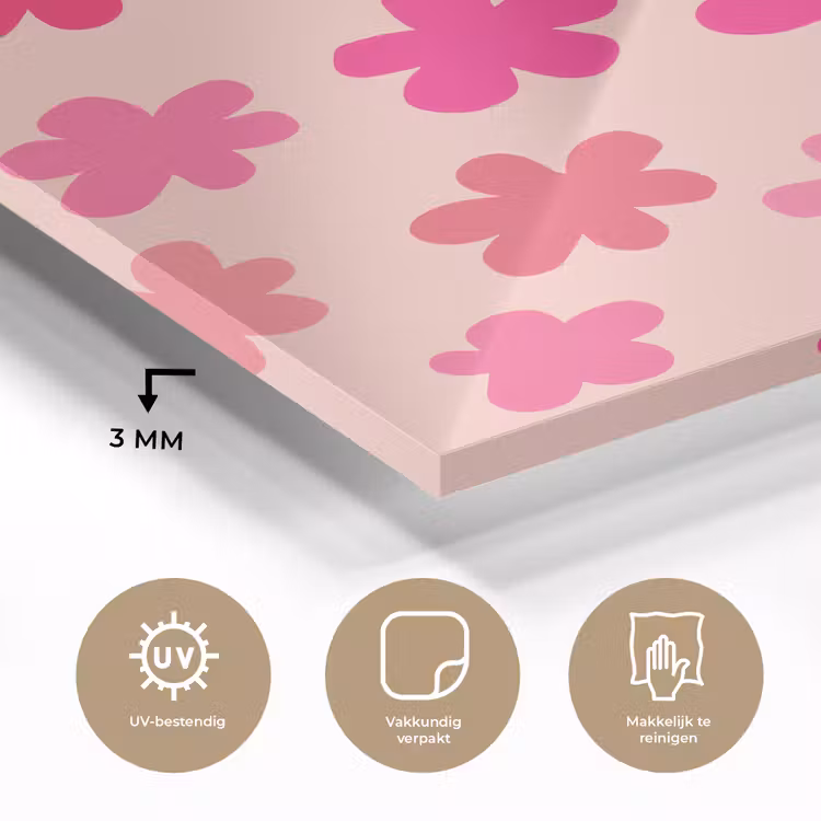 Bloemen - Patroon - Roze plexiglas 5mm klein -sfeer2