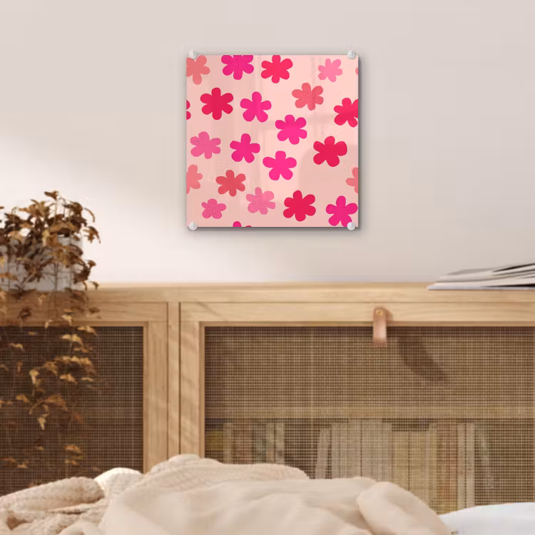 Bloemen - Patroon - Roze plexiglas 5mm klein -sfeer4