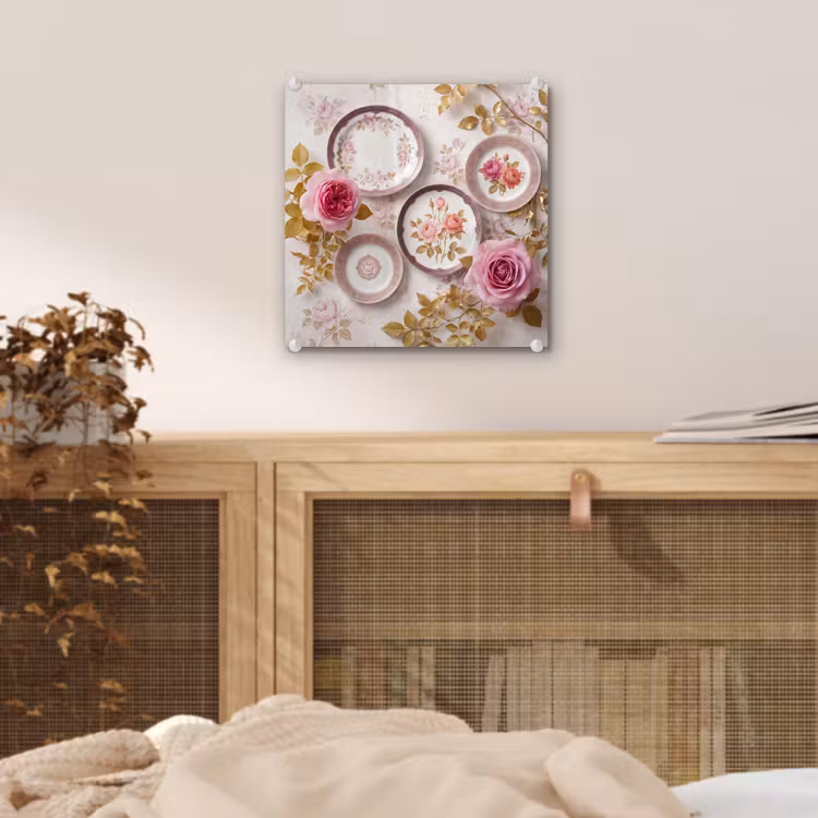 Bloemen - Patroon - Vintage - Roze - Decoratie plexiglas 5mm klein -sfeer4