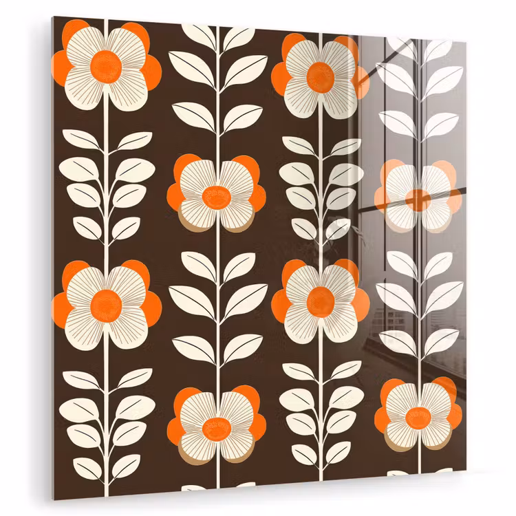 Bloemen - Retro - Bruin plexiglas 5mm klein 11 -zzzproduct_nieuw