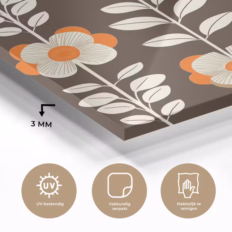 Bloemen - Retro - Bruin plexiglas 5mm klein 11 -sfeer2