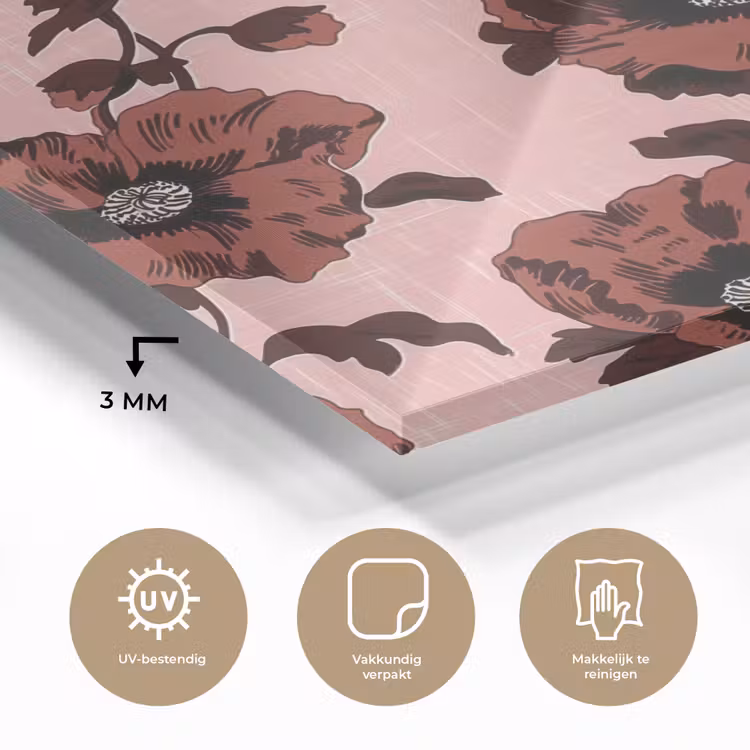 Bloemen - Retro - Rood plexiglas 5mm klein 11 -sfeer2