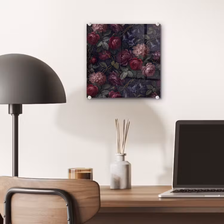 Bloemen - Rood - Klassiek - Donker - Patroon plexiglas 5mm klein -sfeer6