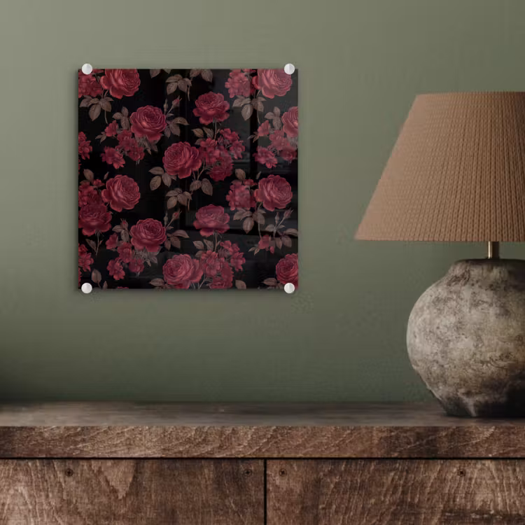 Bloemen - Roos - Patroon - Klassiek - Rood plexiglas 5mm klein -sfeer3