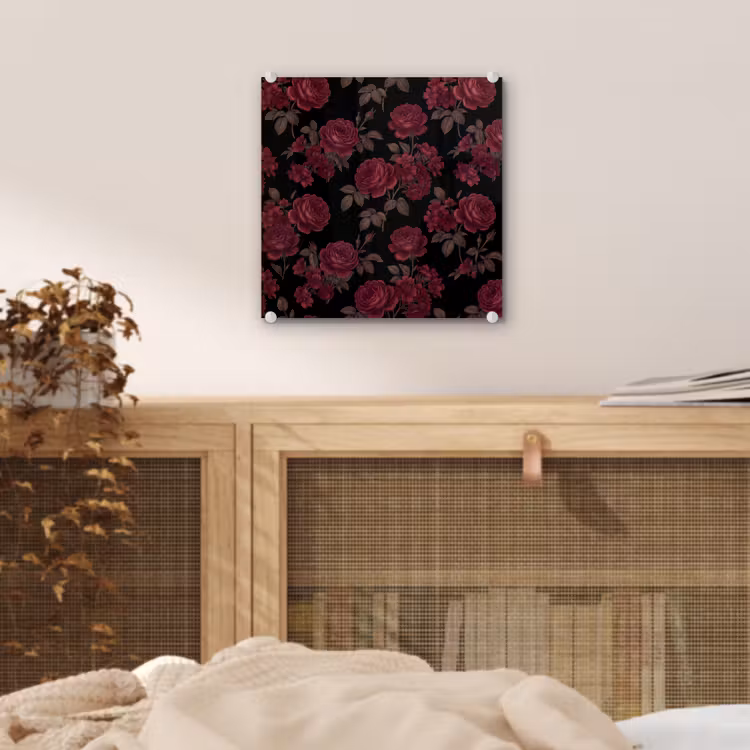 Bloemen - Roos - Patroon - Klassiek - Rood plexiglas 5mm klein -sfeer4