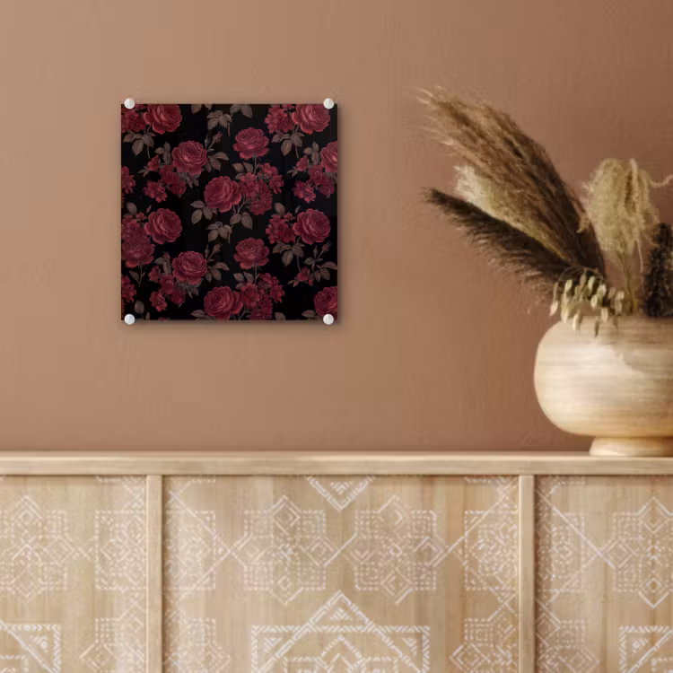 Bloemen - Roos - Patroon - Klassiek - Rood plexiglas 5mm klein -sfeer5