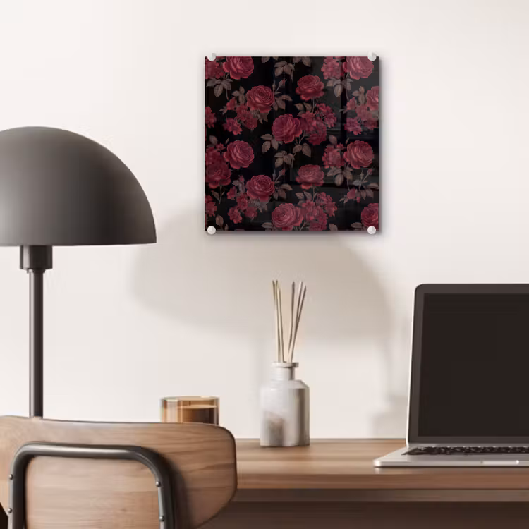 Bloemen - Roos - Patroon - Klassiek - Rood plexiglas 5mm klein -sfeer6