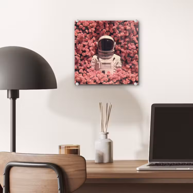 Bloemen - Roze - Astronaut plexiglas 5mm klein -sfeer6