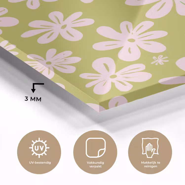 Bloemen - Roze - Getekend - Patroon plexiglas 5mm klein -sfeer2