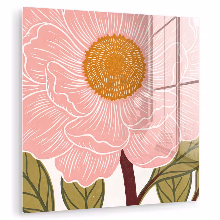 Glas schilderij - Bloemen - Roze - Illustratie - Bloemen - Roze - Illustratie plexiglas 5mm klein