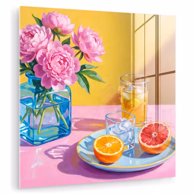 Glas schilderij - Bloemen - Roze - Modern - Bloemen - Roze - Modern plexiglas 5mm klein