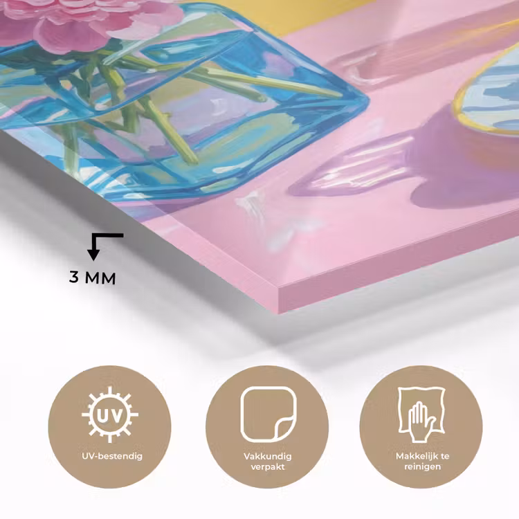 Glas schilderij - Bloemen - Roze - Modern - Bloemen - Roze - Modern plexiglas 5mm klein