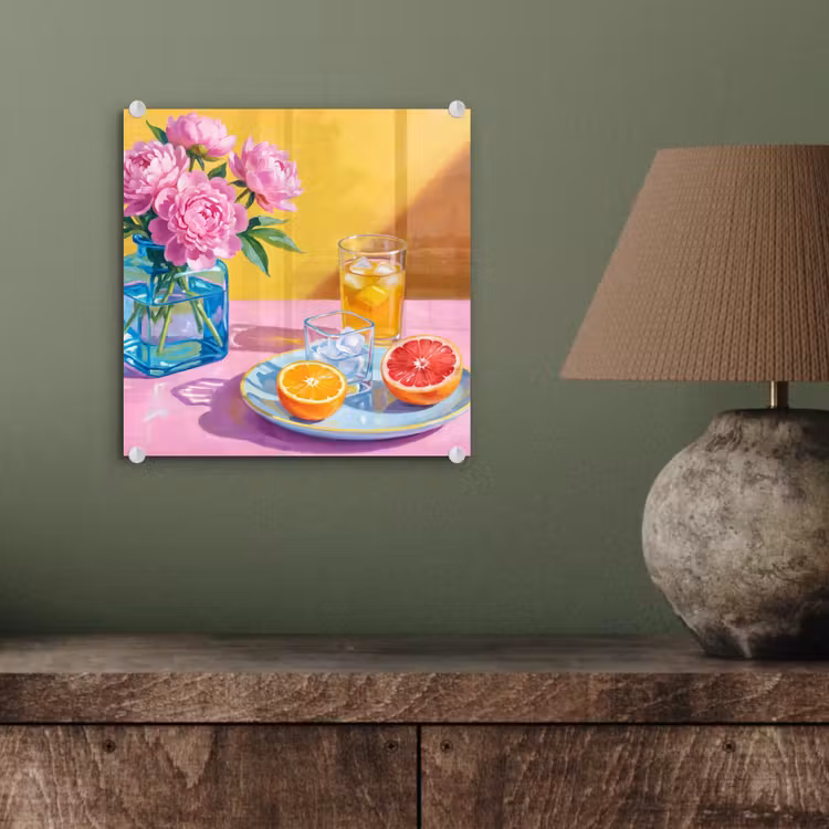 Glas schilderij - Bloemen - Roze - Modern - Bloemen - Roze - Modern plexiglas 5mm klein