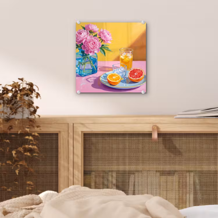 Glas schilderij - Bloemen - Roze - Modern - Bloemen - Roze - Modern plexiglas 5mm klein