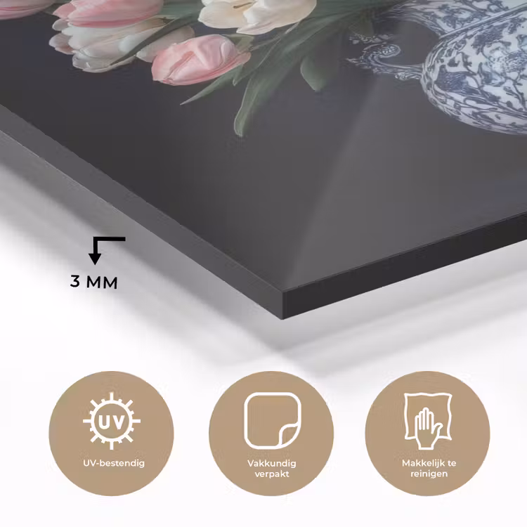 Bloemen - Roze - Tulpen - Vaas plexiglas 5mm klein -sfeer2