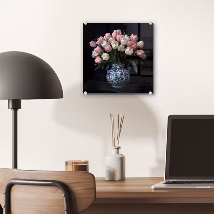 Bloemen - Roze - Tulpen - Vaas plexiglas 5mm klein -sfeer6