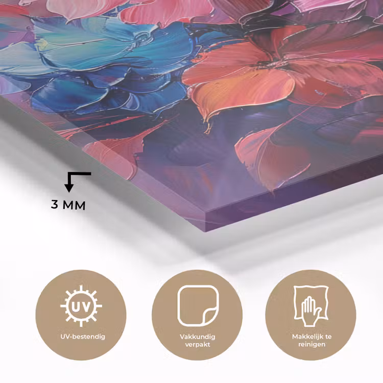Bloemen - Roze - Watercolor - Kunst plexiglas 5mm klein -sfeer2