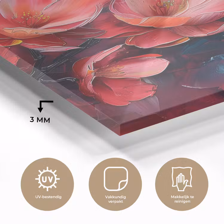 Bloemen - Roze - Watercolor - Natuur- Kunst plexiglas 5mm klein -sfeer2