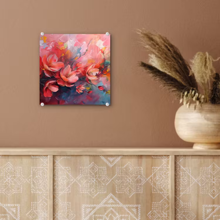 Bloemen - Roze - Watercolor - Natuur- Kunst plexiglas 5mm klein -sfeer5
