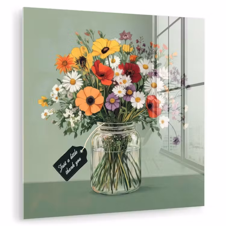 Bloemen - Vaas - Kaartje plexiglas 5mm klein -zzzproduct_nieuw