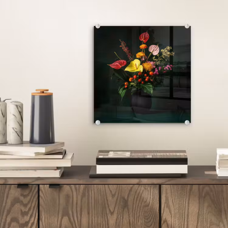Bloemen - Vaas - Zwart plexiglas 5mm klein -sfeer1