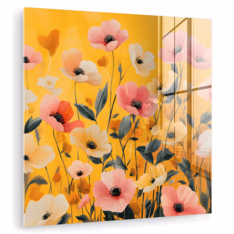 Bloemen - Veld - Geel plexiglas 5mm klein -zzzproduct_nieuw