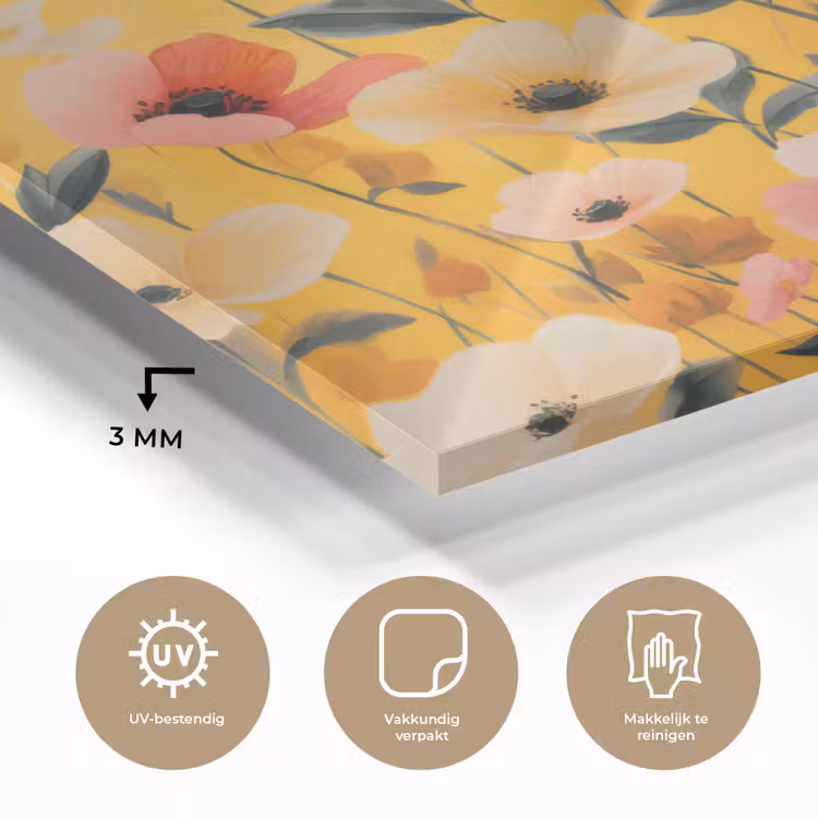 Bloemen - Veld - Geel plexiglas 5mm klein -sfeer2