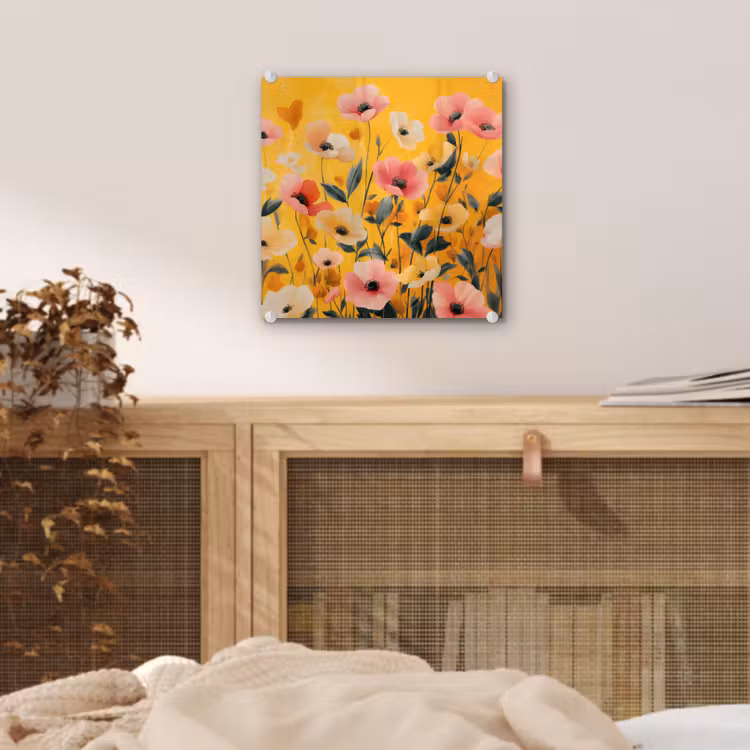 Bloemen - Veld - Geel plexiglas 5mm klein -sfeer4