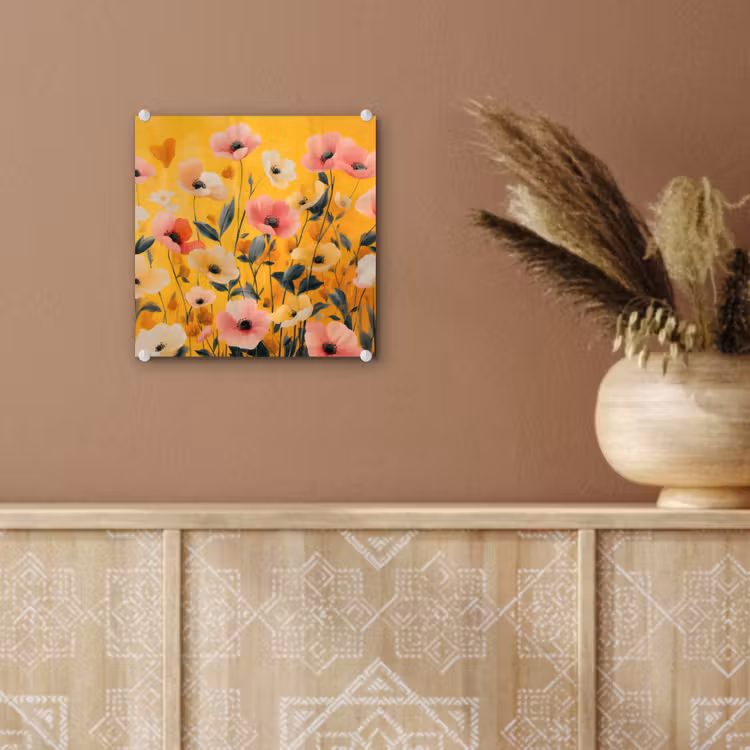 Bloemen - Veld - Geel plexiglas 5mm klein -sfeer5