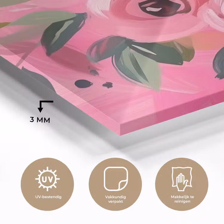 Bloemen - Verf - Roze plexiglas 5mm klein -sfeer2