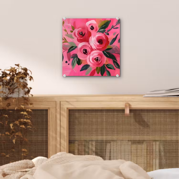 Bloemen - Verf - Roze plexiglas 5mm klein -sfeer4