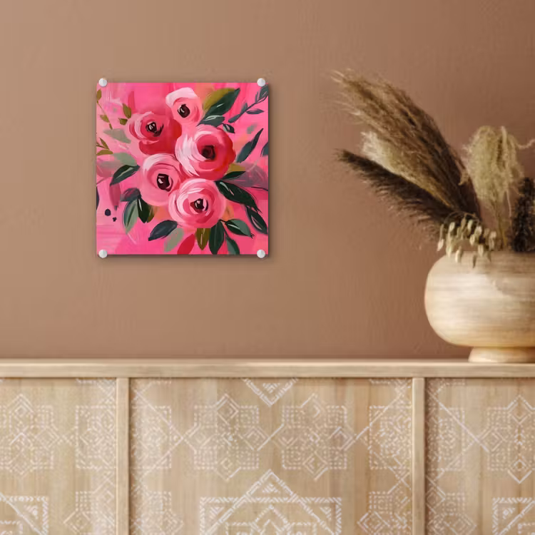 Bloemen - Verf - Roze plexiglas 5mm klein -sfeer5