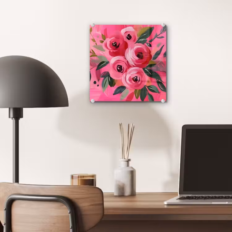 Bloemen - Verf - Roze plexiglas 5mm klein -sfeer6