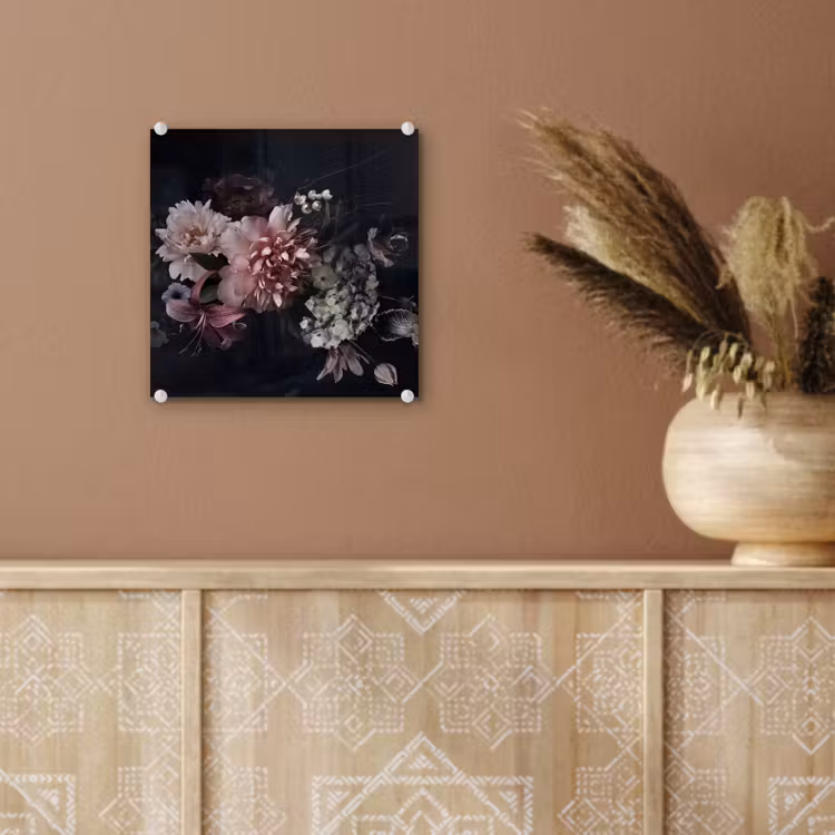 Bloemen - Vintage - Pastel - Zwart - Boeket plexiglas 5mm klein -sfeer5
