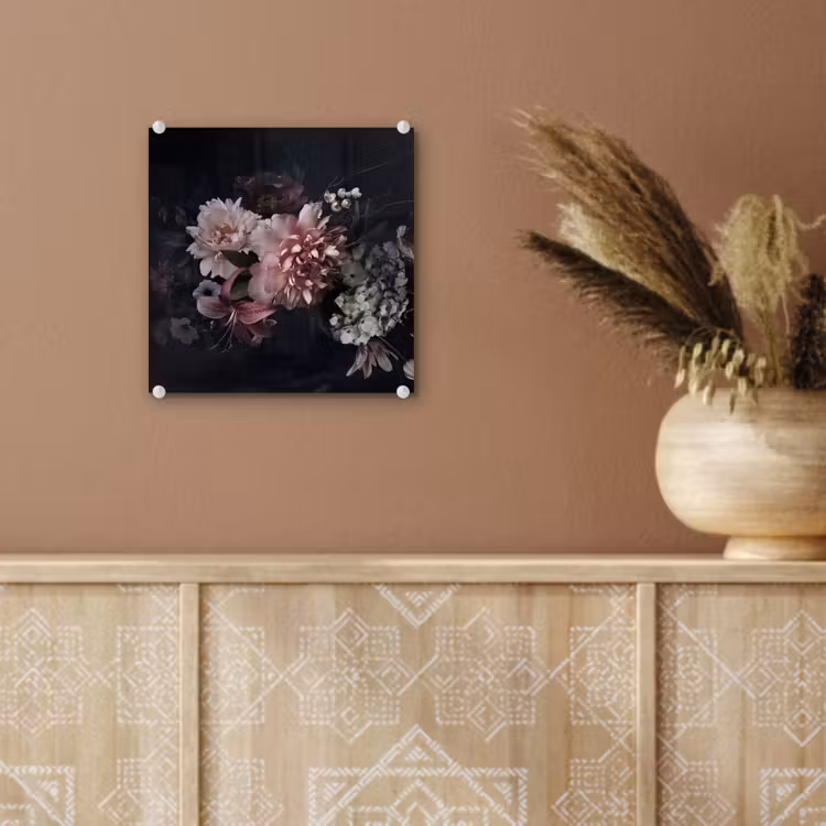 Bloemen - Vintage - Pastel - Zwart - Boeket plexiglas 5mm klein -sfeer5