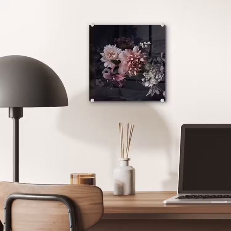 Bloemen - Vintage - Pastel - Zwart - Boeket plexiglas 5mm klein -sfeer6
