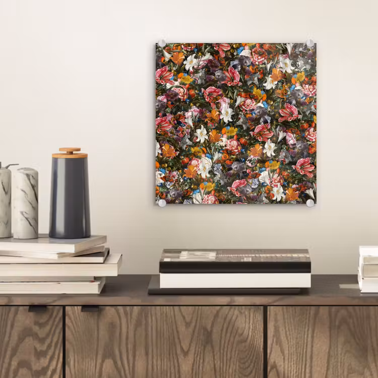 Bloemen - Vlinder - Design - Kunst - Abstract - Schilderij - Oude meesters plexiglas 5mm klein -sfeer1