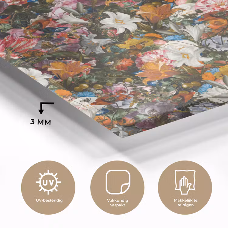 Bloemen - Vlinder - Design - Kunst - Abstract - Schilderij - Oude meesters plexiglas 5mm klein -sfeer2