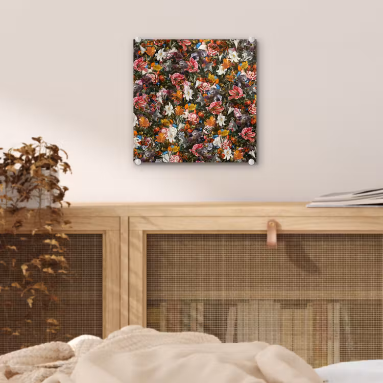 Bloemen - Vlinder - Design - Kunst - Abstract - Schilderij - Oude meesters plexiglas 5mm klein -sfeer4
